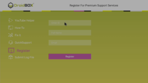 DroidBOX® Control Centre Registering your product