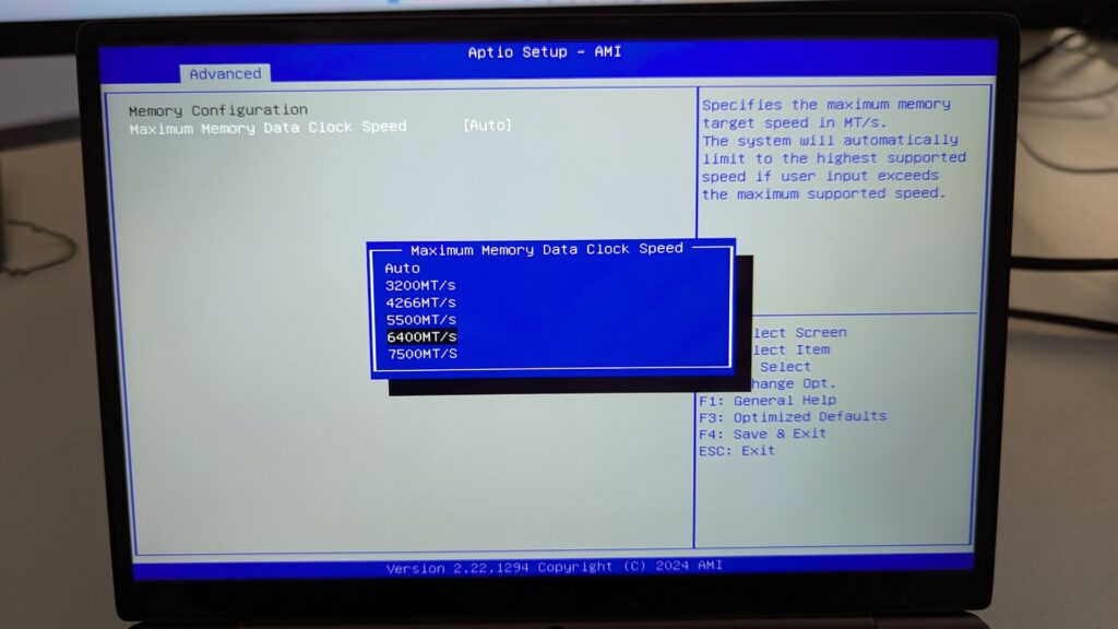 GPD WIN MAX 2 2025 - Maximální rychlost taktování dat paměti