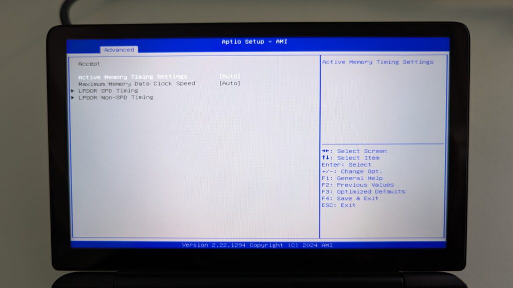 GPD WIN Mini 2025 - Nastavení aktivního časování paměti Auto
