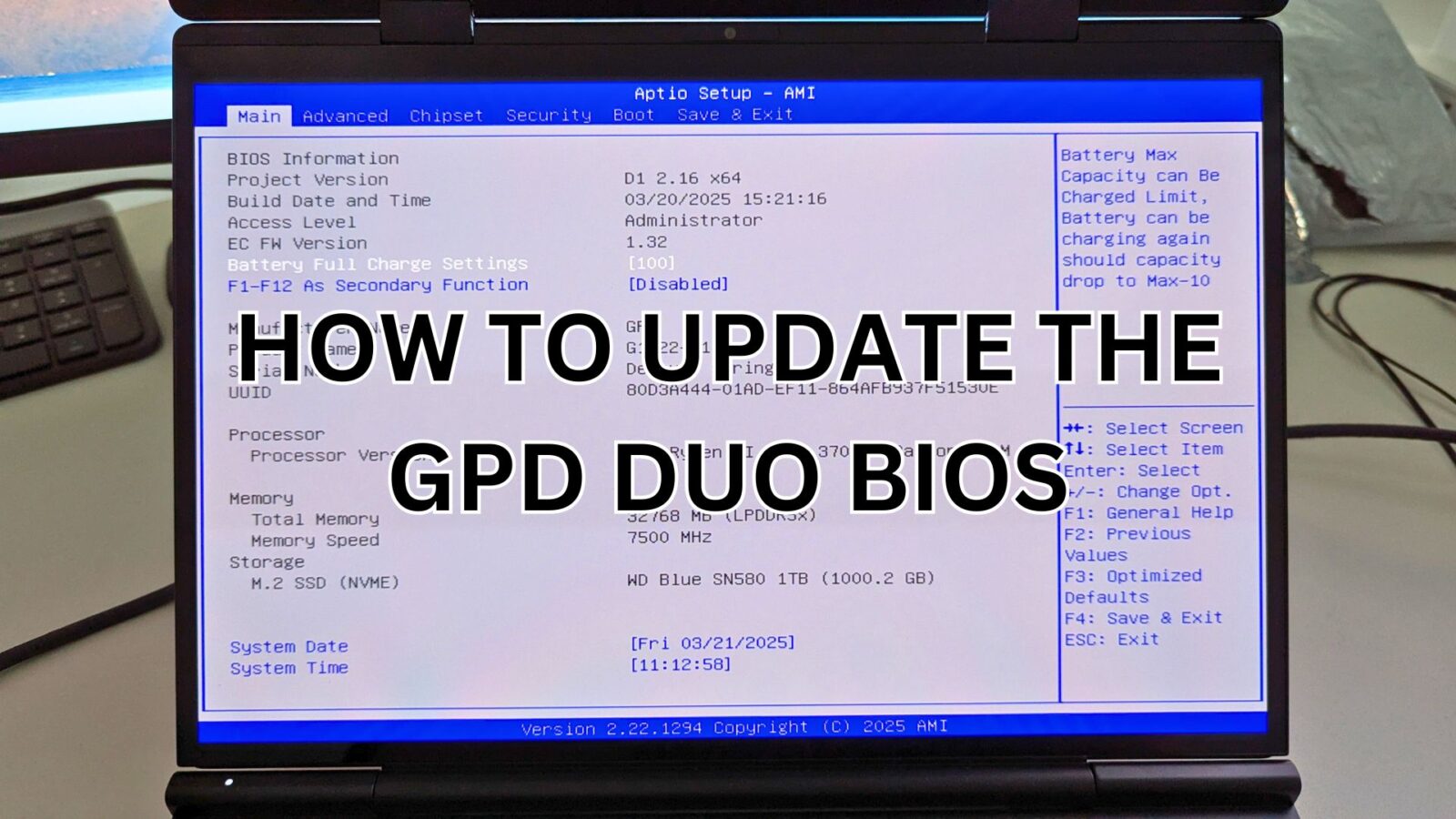 How to update the GPD Duo BIOS