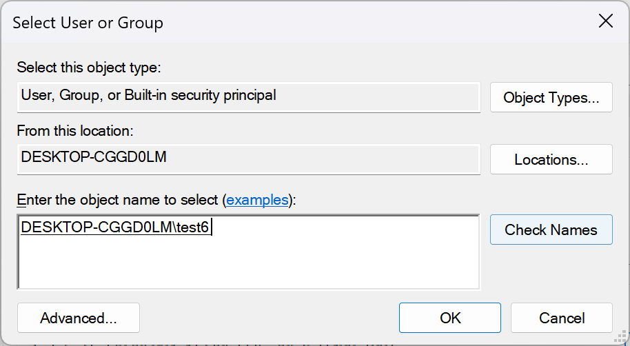 Input your account name checked
