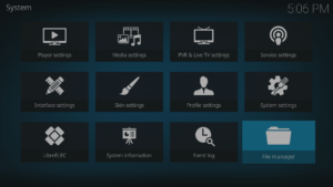 Icona di Kodi 17 LibreELEC System File Manager Evidenziata