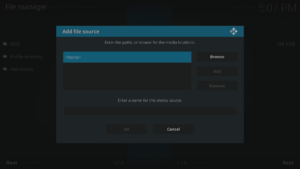 Kodi 17 LibreELEC Gestore file di sistema Aggiungi casella URL sorgente