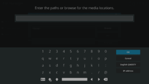Kodi 17 LibreELEC Gestore file di sistema Aggiungi fonte URL Tastiera