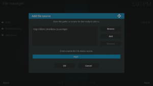 Kodi 17 LibreELEC System File Manager Aggiungi etichetta di origine evidenziata