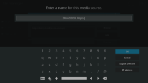 Kodi 17 LibreELEC Gestore file di sistema Aggiungi etichetta sorgente Tastiera