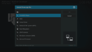 Kodi 17 LibreELEC I componenti aggiuntivi di Kodi si installano dalla selezione della sorgente ZIP