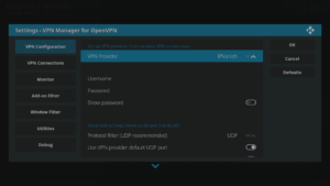 Kodi 17 LibreELEC VPN Manager per OpenVPN Configurazione del provider VPN di prima area