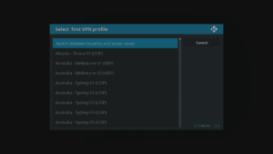 Kodi 17 LibreELEC VPN Manager per connessioni VPN OpenVPN Selezione del server della città del paese