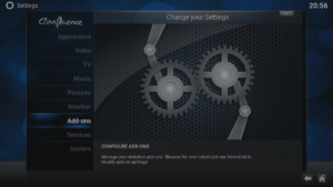 Kodi 16 LibreELEC VPN Manager per OpenVPN Area del menu di sistema Add-Ons in evidenza