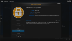 Kodi 16 LibreELEC VPN Manager per OpenVPN Menu di sistema Area Add-Ons Installa dal repository Seleziona Installa