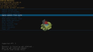 Android 6-gjenopprettingsmeny Bruk oppdatering fra buffer uthevet