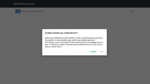 Heads Up Notifications Notification Access Confirm