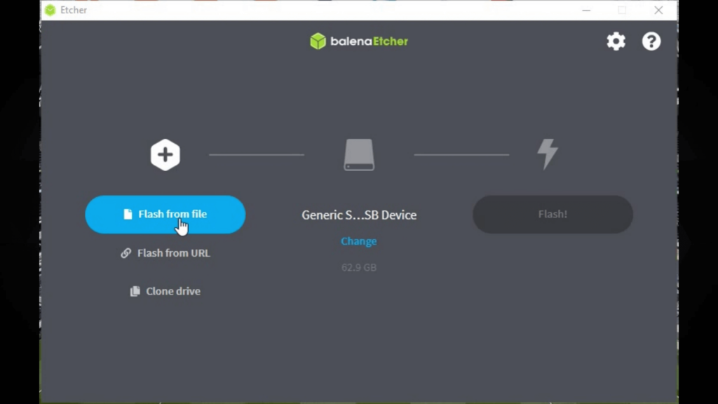 Etcher - Výběr Flash ze souboru