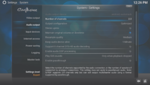 Sortie audio Kodi