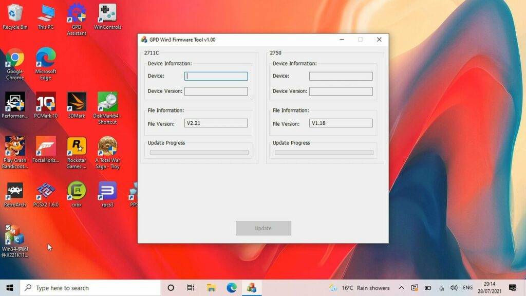 Versionskontrol af GPD Win 3 BIOS Updater