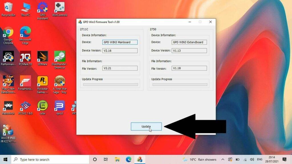 GPD Win 3 BIOS-opdatering fortsætter