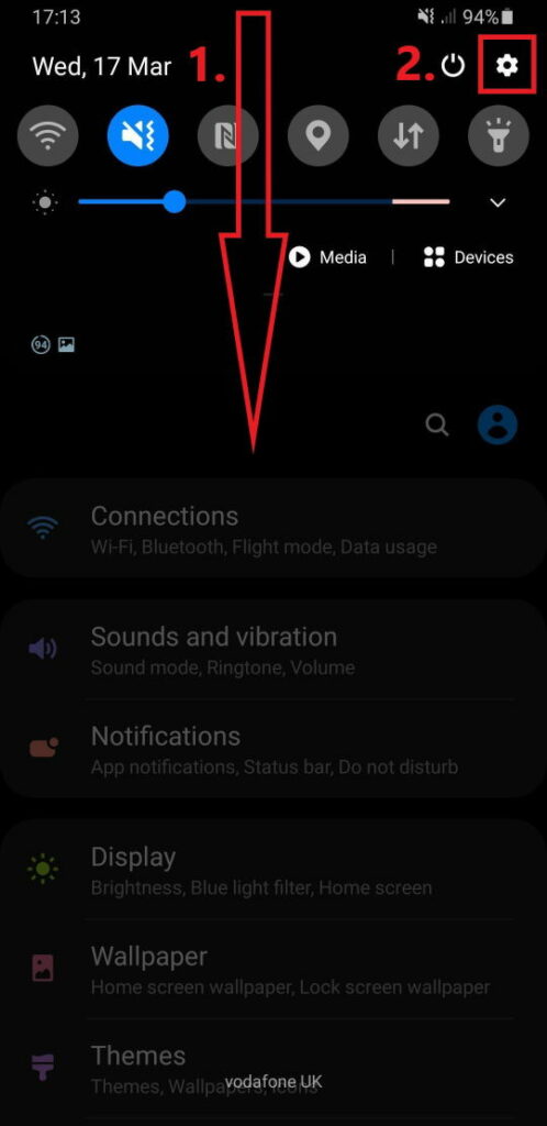 open the settings tray