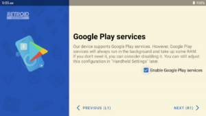 Retroid Pocket 3 Plus Wizard 5 Google-tjenester