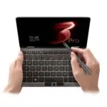 One Netbook Mix 3 Pro Platinum being used with the official One Netbook stylus to draw