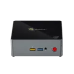 Beelink J45 Windows 10 Mini Computer for Home or Office - Front View showing Power Port, 2x USB Type-A and 3.5mm Headphone&Microphone Jack