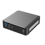 DroiX CK1 Mini PC Windows 10 NUC Up to Intel Core i7 Chipset, 512GB PCI-E NVMe SSD, 16GB DDR4 RAM - Showing front with 2x USB 3.0 Ports ; 2x USB 2.0 Ports ; 3.5mm Headphone&Microphone Jack and Power Button