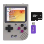 NEW Bittboy V3 Retro Gaming Handheld Emulator - Front View with Software, 8GB Micro SD Card and Reader