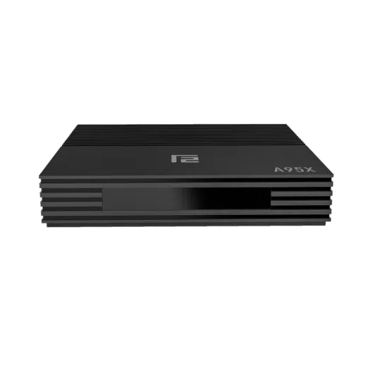 A95X F2 Android 9 Pie Smart TV BOX - Front View showing LCD Screen