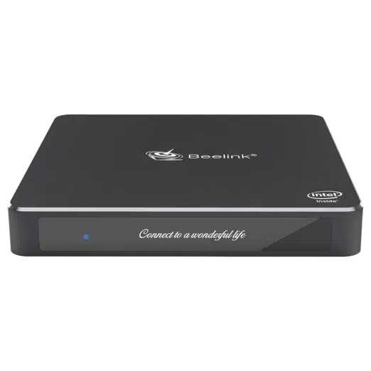 Beelink T45 Windows 10 Home HTPC Mini Computer with Intel Processor showing product front facing