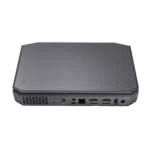 AMD T12 Windows 10 HTPC - Showing rear I/O with Power Supply Port, 2x HDMI Ports, 1GB/s LAN Port, Kensington Lock and 3.5mm Headphone Jack