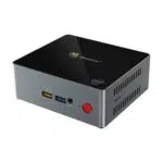 Beelink J45 Windows 10 Mini Computer for Home or Office - Side Front View showing Power Port, 2x USB Type-A and 3.5mm Headphone&Microphone Jack and MicroSD/TF Card Slot