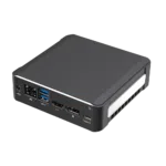 DroiX CK1 Mini PC Windows 10 NUC Up to Intel Core i7 Chipset, 512GB PCI-E NVMe SSD, 16GB DDR4 RAM - Showing right side with 1x Power Adapter Port ; RJ45 Ethernet Port ; 2x USB 3.0 Ports ; 1x HDMI Port ; 1x DVI Port and 1x USB Type-C on the back