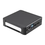 DroiX CK1 Mini PC Windows 10 NUC Up to Intel Core i7 Chipset, 512GB PCI-E NVMe SSD, 16GB DDR4 RAM - Showing left side with 1x Power Adapter Port ; RJ45 Ethernet Port ; 2x USB 3.0 Ports ; 1x HDMI Port ; 1x DVI Port and 1x USB Type-C on the back