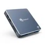 Beelink Gemini M Intel Mini PC Computer - Shown from angle with front plate, 2x USB Ports and SD Card Reader along with Clear CMOS Pin hole