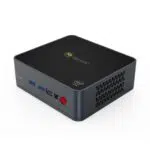 Beelink GK55 Intel Mini PC - Shown from the left at angle with Power Button, Headphone In, USB C Port and 2x USB Type-A Ports as well as right-hand side vent