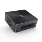 Beelink SEi 8 Windows 10 Intel Mini NUC PC - Showing from front with 2x USB Type-A 3.0, 1 Type-C, 1x 3.5mm Headphone&Microphone Jack and MicroSD card on the left side