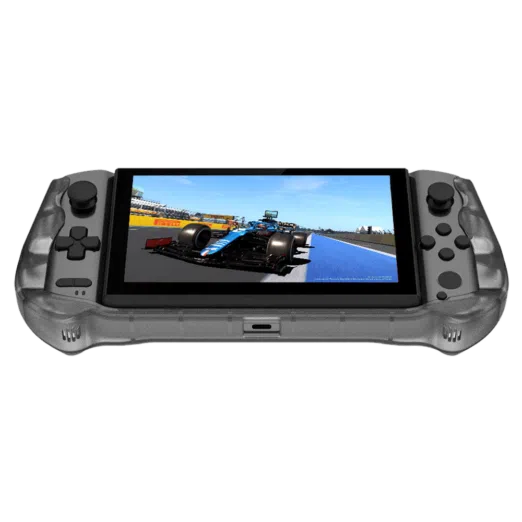 Front facing picture showing the GPD WIN 3 in silicon casing