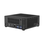 MINISFORUM H31 Mini PC - Shown from back-side with 4x USB 3.1 Ports, 1x RJ45 Ethernet Port, 1x Mini DP Port and 1x HDMI Port
