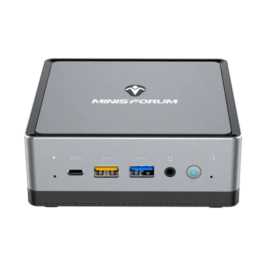 MINISFORUM DMAF5 AMD Mini PC with Ryzen 5 - Shown from the front