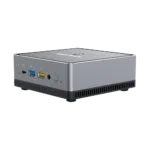 MINISFORUM DMAF5 AMD Mini PC with Ryzen 5 - Shown from right side at angle with Mic In, 2x USB Type-A Ports, 1x USB Type-C Port, 3.5mm Jack and Power Button