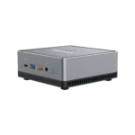 MinisForum EliteMini UM700 - Shown from an angle with 1x USB Type-C Port, and 2x USB Type-A Ports, along with a 3.5mm headphone&microphone combo jack and power button