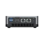MinisForum EliteMini UM700 - Showing Rear I/O which is 2x USB Type-A 3.0, 1x HDMI, 1x DisplayPort, 2x RJ45 Ethernet Ports and Power Port
