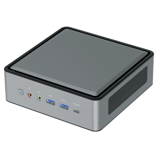 MinisForum HM50 Ryzen Mini PC for Home - Shown from the front at angle