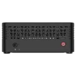 MinisForum EliteMini X500 Windows 10 Mini Computer - Shown from the front with 3.5mm Headphone&Microphone Jack and Power Button