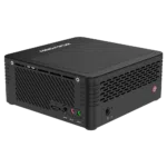 MinisForum EliteMini X500 Windows 10 Mini Computer - Shown from the front and left side