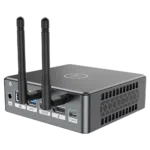Proteus by DroiX Windows Mini PC   Shown from the rear with Display Port HDMI Port USB Type C Port 2x USB Type A and RJ45 1GBs Ethernet Port
