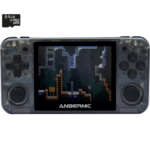 RG350P - Shown from the front playing a Retro Game