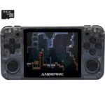 RG350P-GAME-TRANSPARENT-BLACK-LISTING-1-MICRO-SD-CARD RG350P - Shown from the front playing a Retro Game