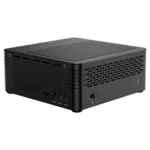 MinisForum EliteMini X400 Ryzen 5 PRO Mini Computer - Showing the device at an angle with Power Button, Vents, 3.5mm Headphone&Microphone Jack