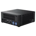MinisForum EliteMini X400 Ryzen 3 PRO Mini Computer - Showing Rear I/O, including: 4x USB 3.0 Type-A, 2x RJ45 Ethernet Ports, HDMI Port, DP Port and Power Port